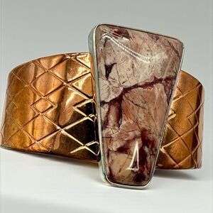 Jay King DTR Brazilian Red Dune Jasper & Copper Cuff Bracelet – Size 6–8